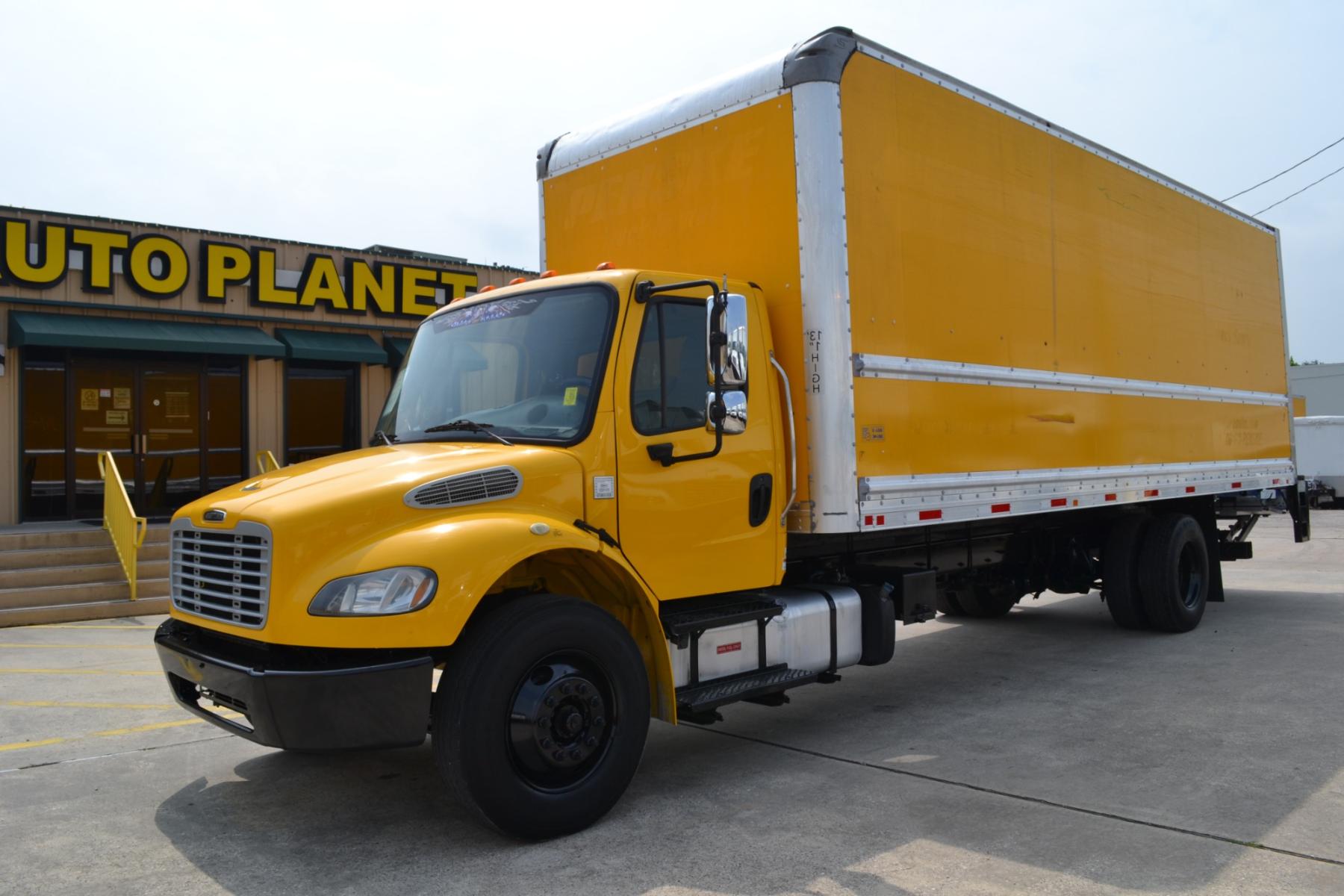 2017 YELLOW /BLACK FREIGHTLINER M2-106 with an CUMMINS ISB 6.7L 220HP engine, ALLISON 2200RDS AUTOMATIC transmission, located at 9172 North Fwy, Houston, TX, 77037, (713) 910-6868, 29.887470, -95.411903 - 26,000LB GVWR NON CDL, MORGAN 26FT BOX, 13FT CLEARANCE, 103" X 102" AIR RIDE, MAXON 3,000LB CAPACITY ALUMINUM LIFT GATE, 80 GALLON FUEL TANK, COLD A/C, CRUISE CONTROL - Photo #0